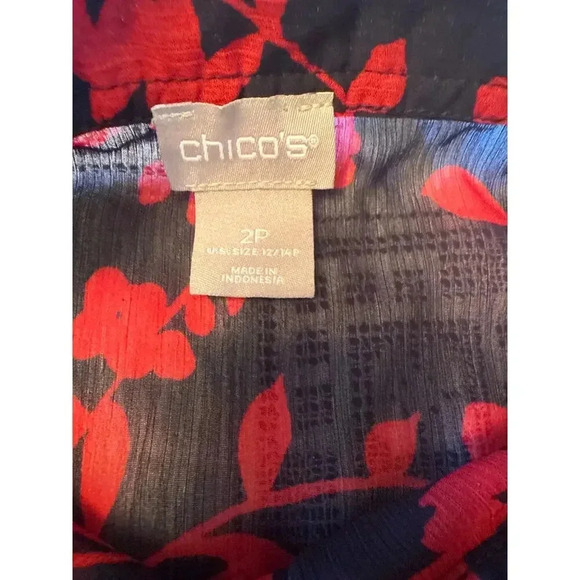 CHICOS RUFFLE FRONT BLOUSE size 12, 14 petite - Picture 8 of 8